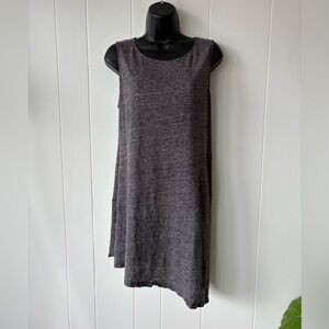 Eileen Fisher Linen Charcoal Asymmetrical Mini Dress/Tunic | Size Small